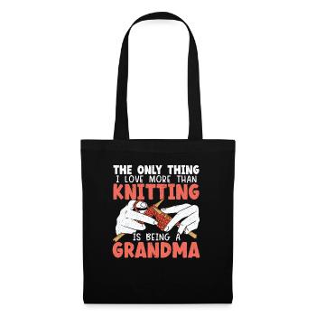 Ich liebe mehr als Stricken ist eine Oma zu sein - Stoffbeutel - Schwarz - Vorne