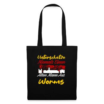 Unterschätze Niemals Einen Alten Mann Aus Worms - Stoffbeutel - Schwarz - Vorne