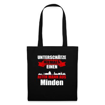 Unterschätze Niemals Einen Alten Mann Aus Minden - Stoffbeutel - Schwarz - Vorne