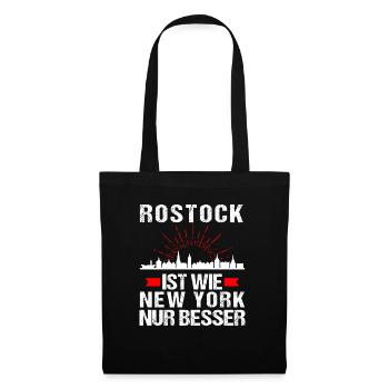 Rostock Ist Wie New York Nur Besser - Stoffbeutel - Schwarz - Vorne