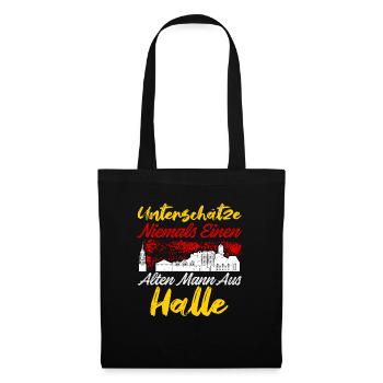 Unterschätze Niemals Einen Alten Mann Aus Halle - Stoffbeutel - Schwarz - Vorne