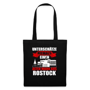 Unterschätze Niemals Einen Alten Mann Aus Rostock - Stoffbeutel - Schwarz - Vorne