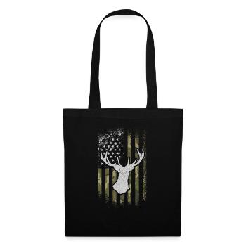 USA American Flag Patriotic Jagd Hunter - Stoffbeutel - Schwarz - Vorne