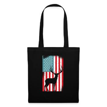 USA American Flag Patriotic Jagd Hunter - Stoffbeutel - Schwarz - Vorne