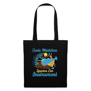 Coole Mädchen Spielen Ein Instrument - Stoffbeutel - Schwarz - Vorne