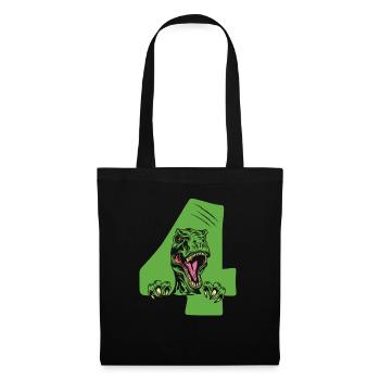 Enfants 4ème anniversaire 4 ans Dino Dinosaur - Sac en tissu - noir - Devant