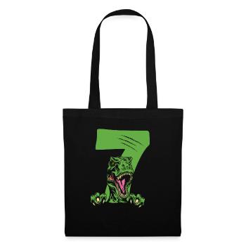 Children 7th Birthday 7 Years Dino Dinosaur - Tote Bag - black - Front