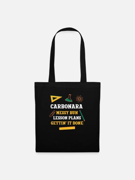 Carbonara Messy Bun Plans de leçon Drôle De Professeur - Sac en tissu - noir