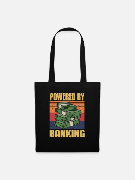 Powered By Banking Cool Retro Vintage Banker - Stoffbeutel - Schwarz