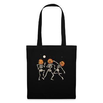 Dancing Skeletons Pumpkin Heads Halloween Costume - Tote Bag - black - Front