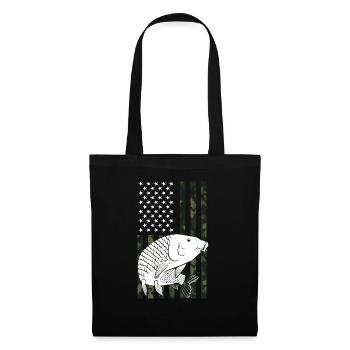 Drapeaux des États-Unis American Patriot Fisher Pêcheur - Sac en tissu - noir - Devant