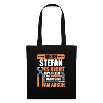 Vorname Stefan Name Geburtstag Geschenk - Stoffbeutel - Schwarz - Vorne