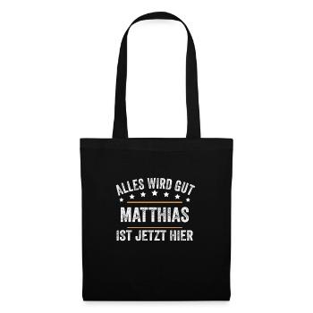 Matthias Vorname Name Geburtstag - Stoffbeutel - Schwarz - Vorne