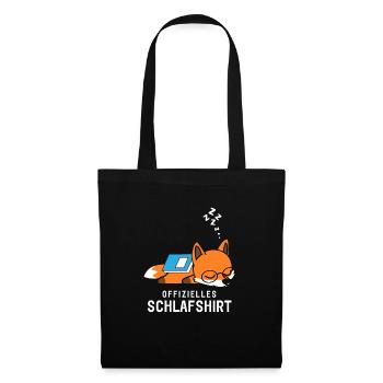 Offizielles Schlafshirt Schlafanzug Fuchs mit Buch - Stoffbeutel - Schwarz - Vorne