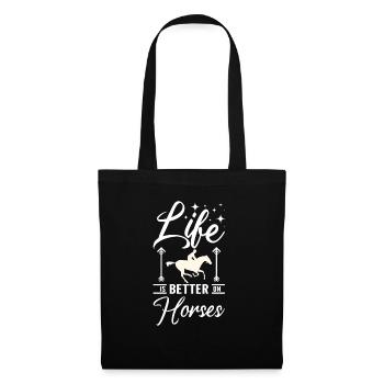 Life is better on horses - Stoffbeutel - Schwarz - Vorne