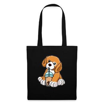 Dog drinks bubble tea - Tote Bag - black - Front