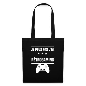 je peux pas j'ai rétrogaming humour gameur - Sac en tissu - noir - Devant