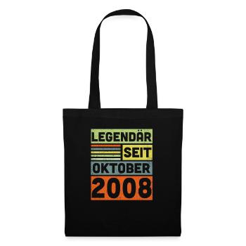 14 Jahre Legendär Seit Oktober 2008 14. Geburtstag - Stoffbeutel - Schwarz - Vorne