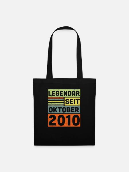12 Jahre Legendär Seit Oktober 2010 12. Geburtstag - Stoffbeutel - Schwarz