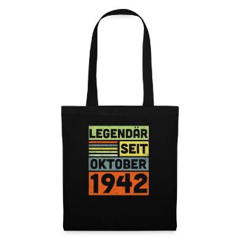 80 Jahre Legendär Seit Oktober 1942 80. Geburtstag - Stoffbeutel - Schwarz - Vorne