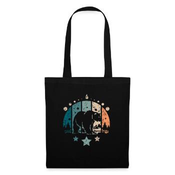 Retro Vintage Forest Polar Bear - Stoffbeutel - Schwarz - Vorne