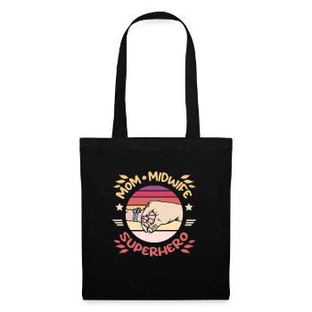 Mom midwife superhero - Stoffbeutel - Schwarz - Vorne