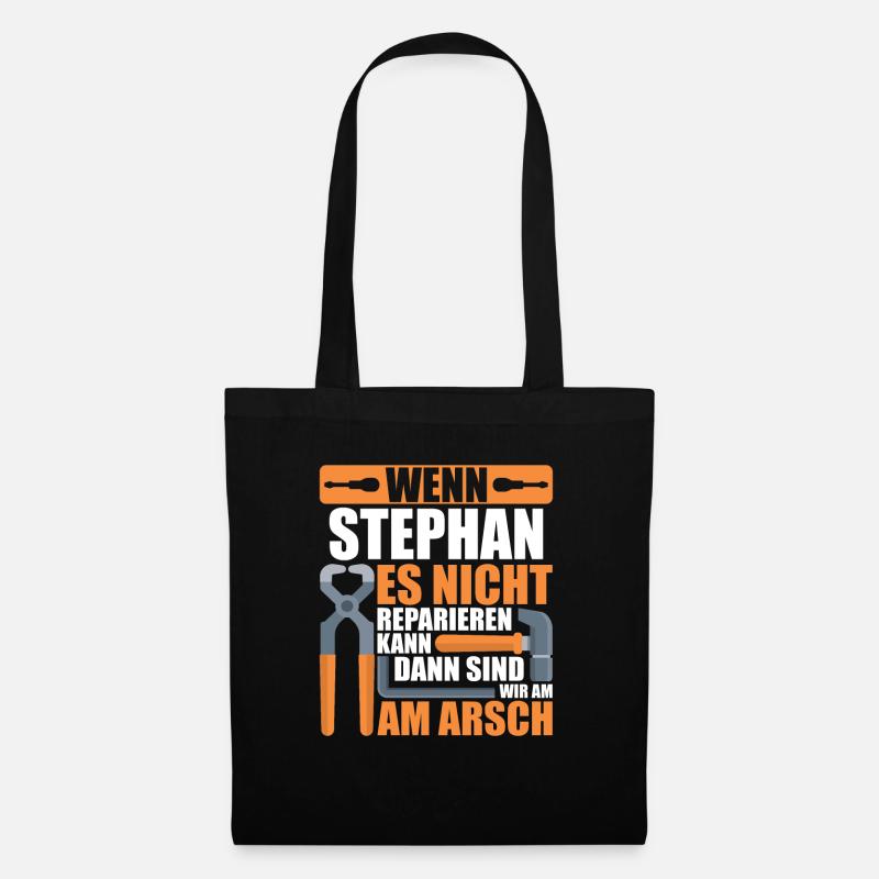 Vorname Stephan Name Geburtstag Geschenk - Stoffbeutel - Schwarz