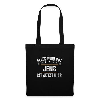 Jens Vorname Name Geburtstag - Stoffbeutel - Schwarz - Vorne