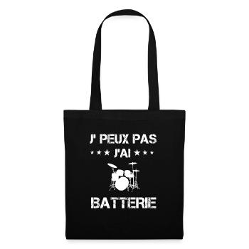 je peux pas j'ai batterie cadeau batteur - Sac en tissu - noir - Devant