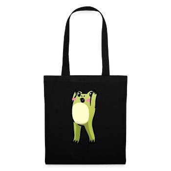 Cottagecore Kawaii Frosch Emoticon - Stoffbeutel - Schwarz - Vorne