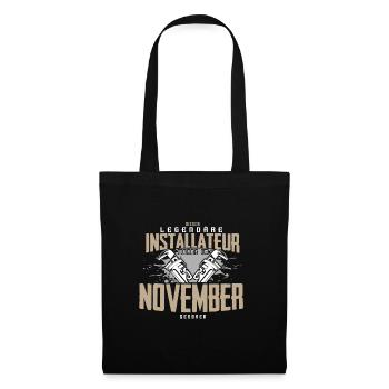 Installateur Geburtsmonat November Geburtstag - Stoffbeutel - Schwarz - Vorne