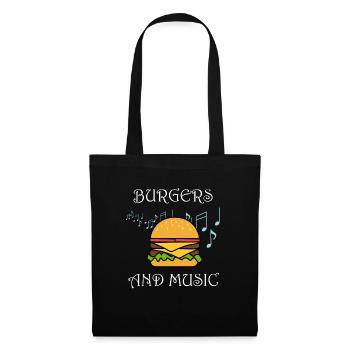Hamburgers and Music Musician Ironic Burger Eating - Tote Bag - black - Front