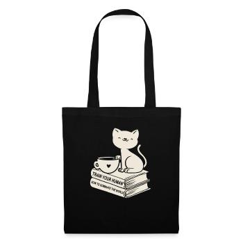 Katze Buchliebhaber Bücher Lesen - Stoffbeutel - Schwarz - Vorne