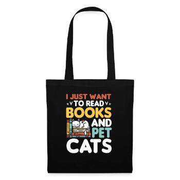 Katze Buchliebhaber Bücher Lesen - Stoffbeutel - Schwarz - Vorne