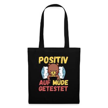 Positiv auf Müde getestet Bär Fun - Stoffbeutel - Schwarz - Vorne
