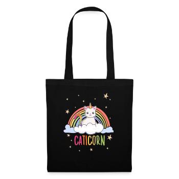 Mignons Chats Licorne Motif Chats Arc-en-ciel - Sac en tissu - noir - Devant