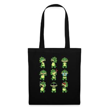 Triceratops Kawaii Dinosaure Emoticon Drôle - Sac en tissu - noir - Devant