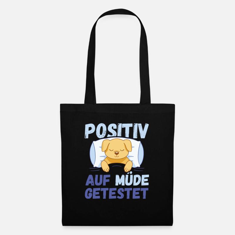 Positiv auf Müde getestet Hund Fun - Stoffbeutel - Schwarz