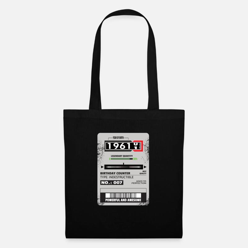 Drehstromzähler Geburtstag 1961 Geschenk - Stoffbeutel - Schwarz