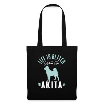 Akita Inu américain - Sac en tissu - noir - Devant