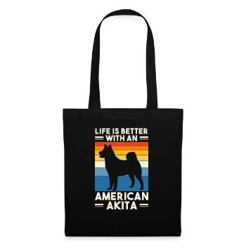 Akita Inu américain - Sac en tissu - noir - Devant