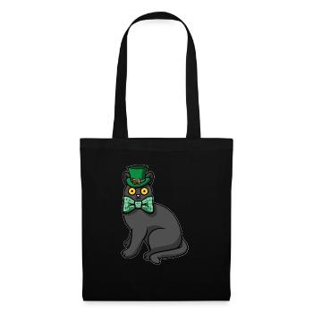 Lucky Cat Mom Kleeblatt Katze St. Patricks Day - Stoffbeutel - Schwarz - Vorne
