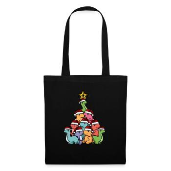 Arbre de Noël des dinosaures - Sac en tissu - noir - Devant