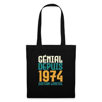 génial depuis 1974 - né en 1974 - anniversaire - Sac en tissu - noir - Devant