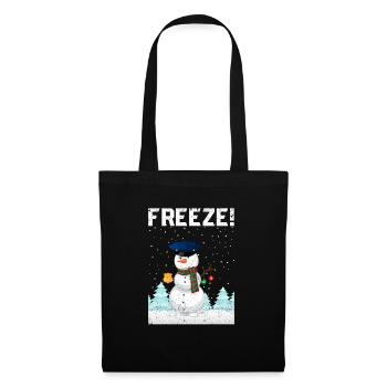 Polizist Schneemann Polizei Navidad Polizist Xmas - Stoffbeutel - Schwarz - Vorne