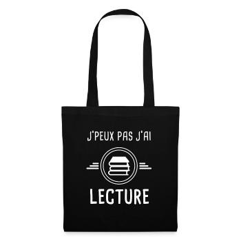 lecture je peux pas j'ai lecture lecteur - Sac en tissu - noir - Devant