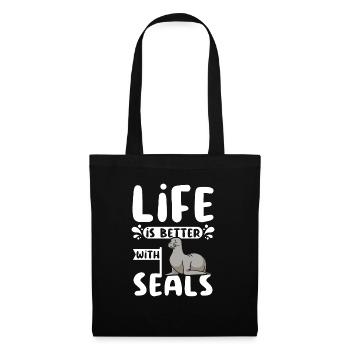 Life is better with seals - Stoffbeutel - Schwarz - Vorne