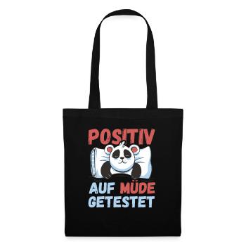 Positiv auf Müde getestet Pandas Fun - Stoffbeutel - Schwarz - Vorne
