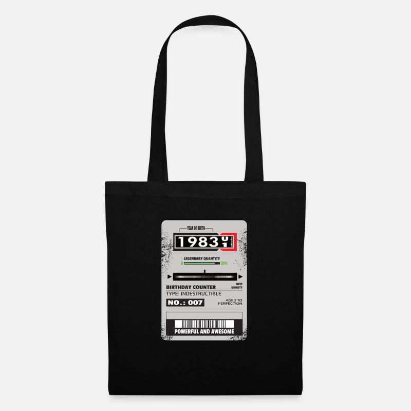Drehstromzähler Geburtstag 1983 Geschenk - Stoffbeutel - Schwarz