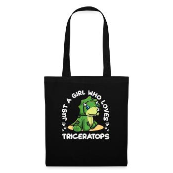 Triceratops Dinosaurier Mädchen - Stoffbeutel - Schwarz - Vorne